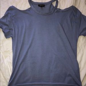 Sky-Blue Cold Shoulder T-shirt